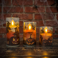 Bougies LED sans flamme en cire de paraffine pour Halloween, à piles, avec télécommande, effet scintillant, pour décoration de maison ou maison hantée