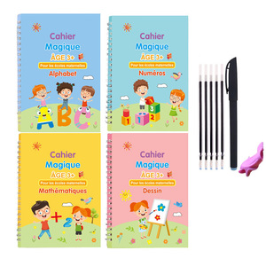 Cartes d'entraînement au contrôle du stylo <span class=keywords><strong>français</strong></span>-anglais, effaçables, à rainures, pour l'éducation précoce, cahier de pratique d'écriture magique à rainures - Product Image 6