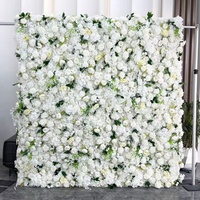 Dinding Buatan 8ft X 8ft Grosir Mawar Sutra & Hydrangea Latar Belakang Kain Dekoratif untuk Dekorasi Acara Pernikahan