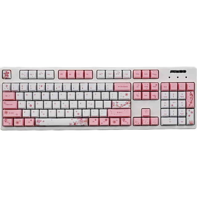 OEM Wholesale Retro Cherry Axis PBT Sublimation Keycaps Gaming Mechanical Keyboard with Pink Blue Gray Sakura Cap Styles