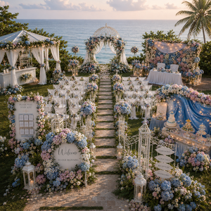 Ensemble complet <span class=keywords><strong>de</strong></span> <span class=keywords><strong>mariage</strong></span> thème Romantisme <span class=keywords><strong>de</strong></span> Jardin Côtier, Arche d'hortensias bleus et roses, Centre <span class=keywords><strong>de</strong></span> table en mousseline transparente, <span class=keywords><strong>Toile</strong></span> <span class=keywords><strong>de</strong></span> <span class=keywords><strong>fond</strong></span>, Vente en gros OEM à guichet unique - Product Image 1