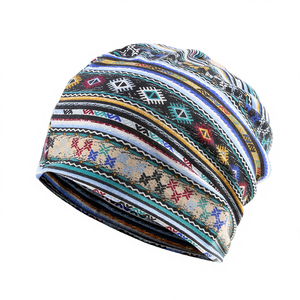 Bonnet chimio ample et décontracté en coton 100% avec logo personnalisé, motif jacquard Paisley, style bohème chic d'été, pour hommes et femmes - Product Image 4