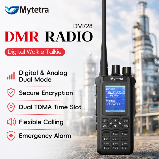MYT DM728 DMR Digital Walkie Talkie 10W UHF VHF Digital Two Way Radio with IP67 Waterproof for Outdoor Security Warehouse