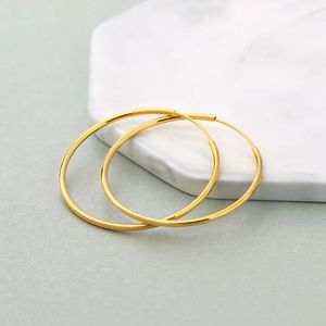 Xinfly 18K Rose Gold Polished Plain Round <b>Hoop</b> Earrings AU750 Fine Jewelry - Product Image 3