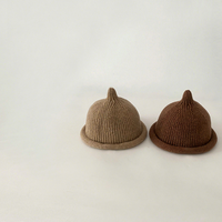 Bonnet en coton tricoté pour bébé, élégant, à bords roulés, avec petite étiquette et motif sucette, pour tout-petits, toutes saisons, coupe-vent, style coréen, tendance