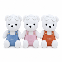 Ensemble de jouets en peluche ours super doux personnalisés en gros avec lunettes de soleil et salopette, animaux en peluche brodés pour cadeau d'enfants et soulagement du stress