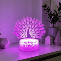 Veilleuse LED Paon Cadeau romantique Veilleuse de chambre à coucher Veilleuse intelligente d'ambiance multicolore