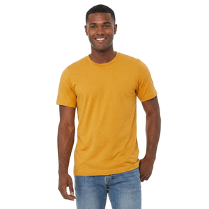 Camiseta de Hombre de Color Amarillo, Cuello Redondo, Manga Corta, 100% Algodón, Secado Rápido, Transpirable, Logotipo Personalizado OEM, Diseño Sólido - Product Image 1