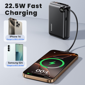 Toocki dung lượng cao 20000mAh Mini ngân hàng điện với xây dựng trong cáp hiển thị kỹ thuật số ngân hàng điện cho điện thoại di động sạc trên các chuyến đi - Product Image 3
