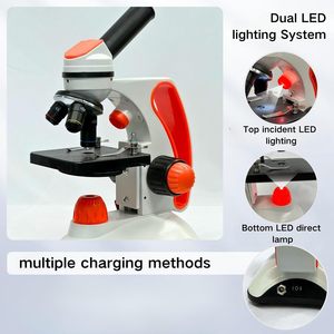 MicroMarvels メタルボディ複合顕微鏡モデル XT 113 学生用 40X-2000X デュアル LED ライト生物学的ホームスクールラボ Type-C - Product Image 4