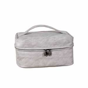 Bolsa de Cosméticos de PU con Diseño de Piel de Cordero, Impermeable, para Viaje, con Asa Superior y Doble Cremallera, Organizador de Maquillaje - Product Image 1
