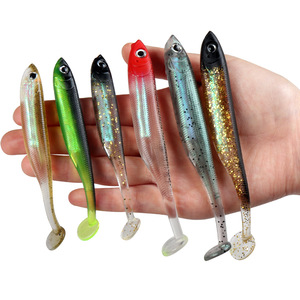 Cebo reflectante de cola de paleta de sábalo suave de silicona 5,4G 9,7G tira óptica integrada ojo 3D para señuelo de pez zapatilla de bajo
