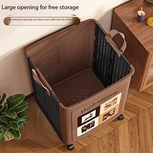 Panier de rangement pliable grande capacité pour vêtements sales, <span class=keywords><strong>style</strong></span> antique, à roulettes, pour balcon, salle de bain, salon, ou rangement de jouets - Product Image 3