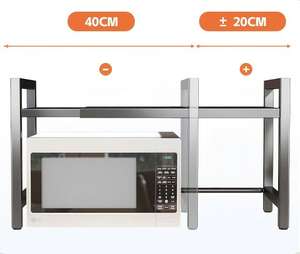 Rak penyimpanan meja Oven <span class=keywords><strong>Microwave</strong></span>, dapat ditarik baja karbon lapisan tunggal untuk dapur dengan kait pisau - Product Image 3