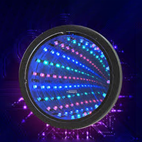Veilleuse LED 3D tunnel à miroir infini, moderne, noire, en plastique, à changement de couleur, pour maison intelligente, fonctionnant sur piles, pour usage résidentiel (vente en gros)