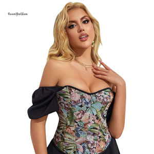 Corsets de chemisier de style corset vintage pour femmes avec haut <span class=keywords><strong>bustier</strong></span> à imprimé floral <span class=keywords><strong>médiéval</strong></span> - Product Image 4