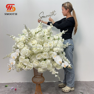 SMOOTH Meilleure Vente Grandes Pièces Maîtresses de Mariage Arrangements Floraux 80cm Grande Boule de Fleurs de Roses Blanches en Soie Artificielle - Product Image 1