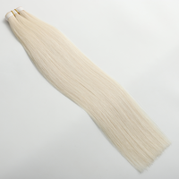 Extensions de cheveux humains Premium Remy Raw Virgin INDIAN HAIR, lisses, double épaisseur, longues, Genius Tape Weft, couleur platine blanc, doux