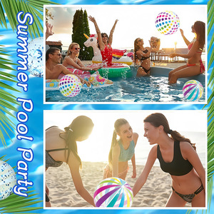 Pelota de playa de rayas transparentes inflable de PVC de colores al por mayor, juegos de agua de verano para piscina o playa al aire libre - Product Image 2