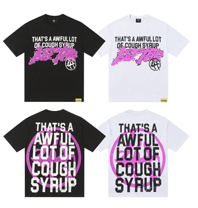 Cette bouteille de sirop contre la toux est surdimensionnée, en coton 100% pur de haute qualité, t-shirt imprimé à manches courtes pour homme à épaules tombantes - Product Image 3