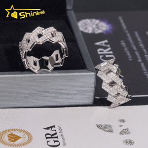 Nhẫn Hip Hop mạ đá Moissanite cao cấp, chất liệu bạc 925 nguyên chất, kiểu dáng Cuban, hoàn toàn được đính đá, chất lượng cao, từ kho Mỹ. - Product Image 4