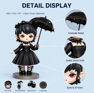 Statuette Personalizzate di Ragazze Elfiche Gotiche con Ombrello, Action Figure in PVC per Decorazione Casa e Regalo per Collezionisti - Product Image 2