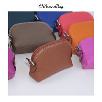 Dompet Koin Tahan Air Berbahan Kulit Sapi Lapis Pertama dengan Ritsleting, Dompet Mini Unisex, Clutch Kulit Lembut Pendek, Dompet Koin Minimalis