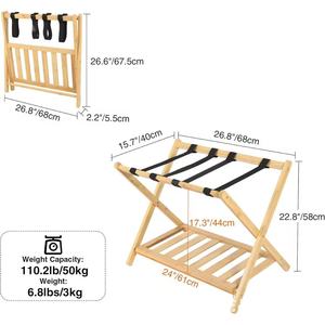 Cross-border wooden luggage <b>storage</b> rack, hotel double-layer luggage rack, floor-standing <b>suitcase</b> holder - Product Image 5