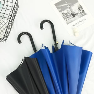 Paraguas publicitario de regalo de 22 pulgadas con mango curvo, semiautomático, de poliéster plateado, de hierro y plástico, para negocios al por mayor - Product Image 3