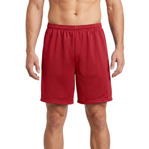 Shorts Bermuda en maille polyester rouge pour homme, taille mi-haute, fermeture élastique, vêtements de sport décontractés - Product Image 1