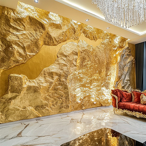 Panel de revestimiento dorado FRP de primera calidad, moderno, ignífugo, resistente al calor para aplicaciones en interiores, hoteles, villas, losa grande - Product Image 2