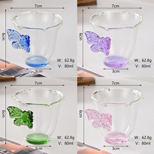 Tazze in Vetro Borosilicato 3D a Forma di Farfalla Colorate, 80ml, Bicchieri per Espresso, Mini Tazze da Caffè - Product Image 4
