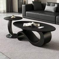 Nouvelle table basse ovale moderne en pierre frittée avec tiroirs, ensemble de tables d'appoint de luxe pour petits appartements et salons