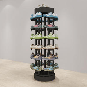 מותאם אישית slatwall עץ slatwall מותאם נעליים מתלה סיבוב נעל מארגן ברזל תצוגה - Product Image 4