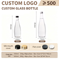 330ml 500ml Maßgefertigte Borosilikat-Glaswasserflasche Großhandel für Limonade Saft Luxuriöses UV-Glasgefäß mit Deckel Mattiertes Glasgefäß