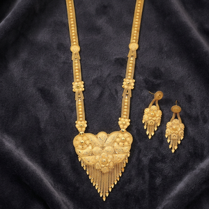 Gold Plated Forming Long Necklaces, Wedding Season Traditional Jewelry Gift for Women Copper & Brass Chapado En Oro Oro Laminado - Product Image 1