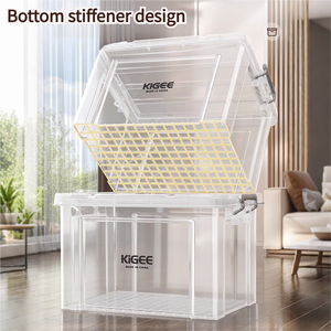 Phong Cách Hiện Đại Trong Suốt Trắng Nhựa PP Lưu Trữ Hộp Bền Nhà Tổ Chức <span class=keywords><strong>Bin</strong></span> Cho Quần Áo Có Thể Chồng Và Đóng Gói Thân Thiện - Product Image 2