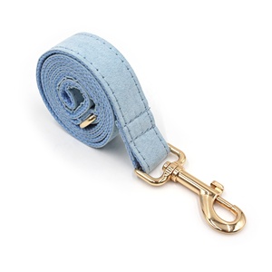 Conjunto de <span class=keywords><strong>collar</strong></span> y correa de cuero de gamuza para perro, regalo para perro, conjunto de lujo, azul cielo, otros collares para mascotas, hebilla dorada, correas para mascotas a la moda - Product Image 6