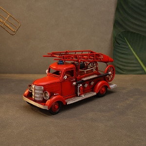 Decorazioni per la Casa in Stile Europeo, Modelli Vintage di <span class=keywords><strong>Camion</strong></span> dei Pompieri, Modelli di Auto Antiche in Ferro Battuto, Oggetti da Esposizione - Product Image 1