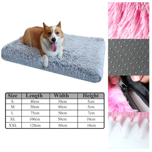 Cama para Mascotas, Sofá de Peluche Cuadrado, Color Gris Claro, Lavable, Relleno de Fibra de Poliéster, Tallas S, M, L, XL, XXL - Product Image 1