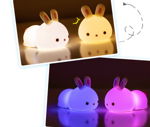 ไฟกลางคืนรูปกระต่ายซิลิโคนแบบชาร์จ USB ควบคุมการสัมผัส RGB ปรับความสว่างได้ โคมไฟ LED รูปกระต่ายสำหรับเด็ก ของขวัญสำหรับห้องนอน - Product Image 3