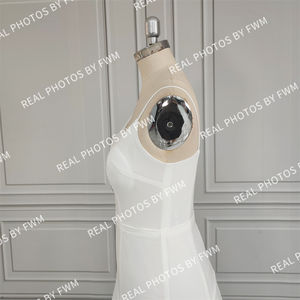 Foto reali di alta qualità spalline semplici in raso morbido abito da sposa per le donne della sposa abito da sposa nuovo Design - Product Image 6