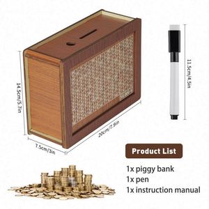 Tirelire en plastique 2024 avec serrure à clé, décorative sculptée pour la maison, avec compteur - Product Image 1