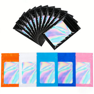 Sacs en Mylar avec logo personnalisé, imprimés sur mesure, anti-odeur, refermables, 3,5 g, emballage holographique violet, <span class=keywords><strong>petit</strong></span> sac en Mylar <span class=keywords><strong>à</strong></span> fermeture éclair - Product Image 2