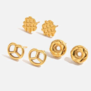 Food Shape <b>Stud</b> Earrings Gold Color <b>Titanium</b> Steel Non Fading For Women Fashion Jewelry - Product Image 1