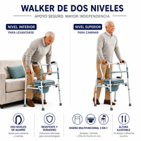 Déambulateur à deux niveaux FY9621L - Chaise de bain 3 en 1 pour personnes âgées avec support ergonomique pour se lever