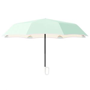 Folding <b>Umbrella</b> Carabiner Handle Coating Layer Fabric Blocking UV Travel Backpack Lightweight Portable Rain Sun Anti Men Women - Product Image 4