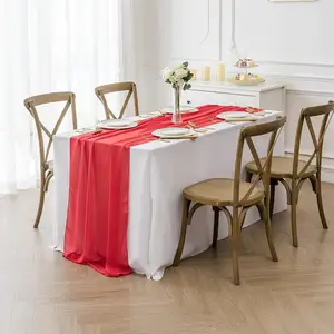 80 + Cor Vermelho Boho Gaze Vermelha Rústica Nupcial Festa Bolo Decorações luxo casamento queijo corredor personalizado mesa pano