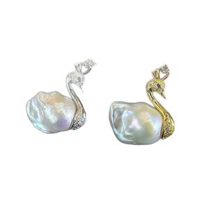 Pendentif en perle de ballon de 13-15 mm, grande perle, sur chaîne de pull en or et argent de 60 cm, pendentifs et breloques en perles multi-tailles - Product Image 5