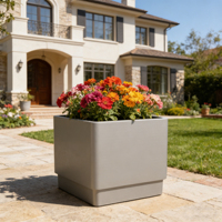 Jardinières carrées en métal durable et écologique, revêtement poudré, pour extérieur/intérieur, patio, maison et jardin